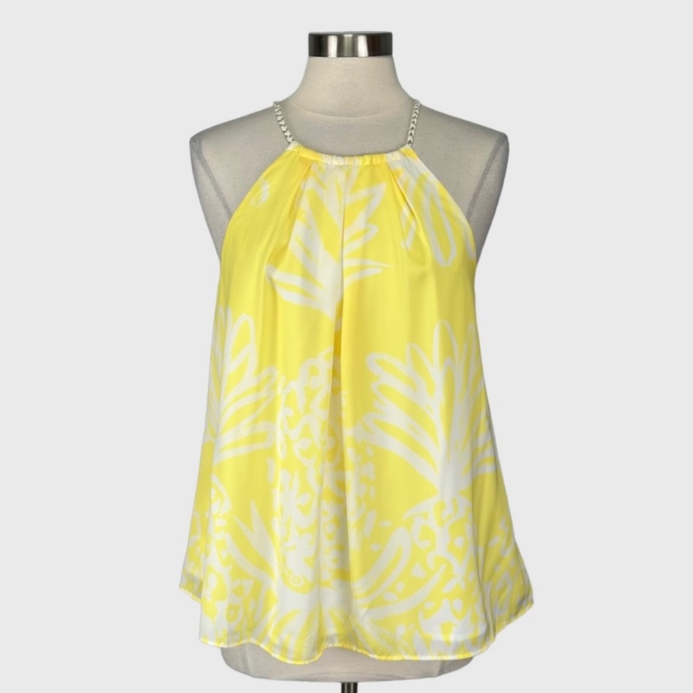 Lilly Pulitzer Yellow and White Halter Tank Top